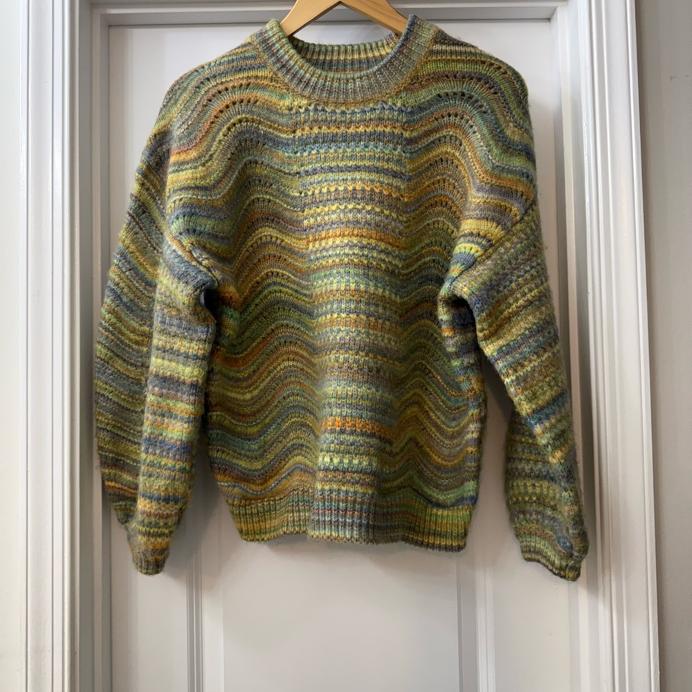 Universal Thread Cozy Green and Yellow Crew Neck Sweater